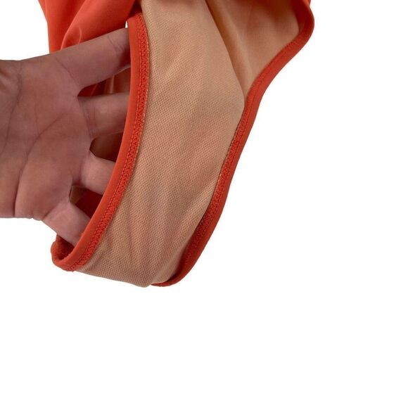 Marina West One Piece Swimsuit Tangerine Orange Ruched V Neck Size 12 Swim Wear - Picture 10 of 10
